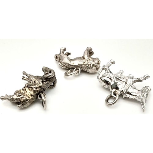 776 - 3 X STERLING SILVER CHARMS TO INCLUDE: RAM, DONKEY & LION 12.6G.

SC 1070