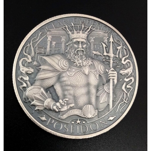 849 - A Limited Run 1 Ounce Fine Silver Antique Finish ‘Lost City of Atlantis/Poseidon Coin. Mint Conditio... 