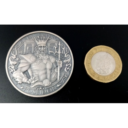 849 - A Limited Run 1 Ounce Fine Silver Antique Finish ‘Lost City of Atlantis/Poseidon Coin. Mint Conditio... 