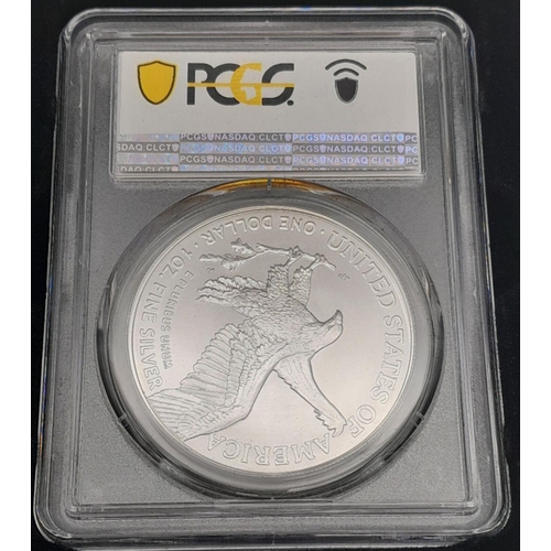 870 - A Commissioned Run (1 of 250) Early Issue, Slabbed and Cased, 2021 Flying Silver Eagle with Certific... 