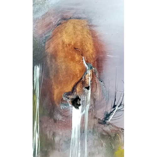 892 - A Vintage Hand Painted Waterfall Scene on Wood. 42cm