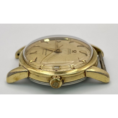 753 - A Vintage Omega Seamaster Calendar Automatic Watch Case - 34mm. Gilded dial with date window. In wor... 