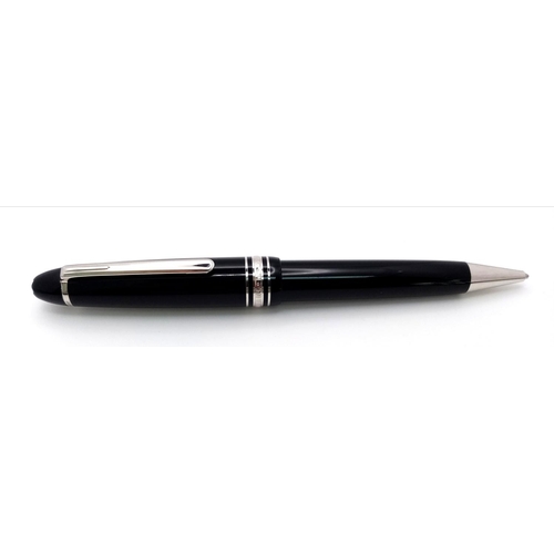 859 - A Montblanc Meisterstuck Black Lacquered Ballpoint Pen. 15cm