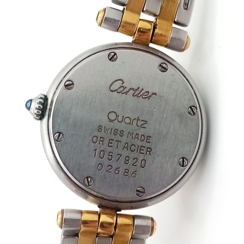 857 - A Vintage Cartier Panthere Quartz Ladies Watch. Bi-metal (gold and stainless steel) bracelet and cas... 