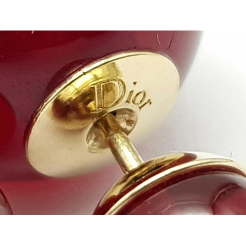 851 - A Pair of Dior Cherry Red Orb Earrings. Comes in Dior packaging.