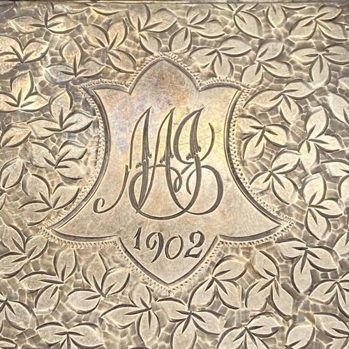 113 - An Edwardian Sterling Silver Card Case. Floral engraving with monogram cartouche. Birmingham hallmar... 