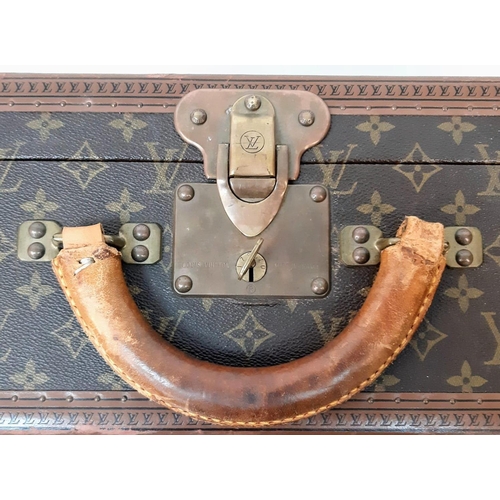 599 - A Vintage Louis Vuitton Bisten 80 Trunk. Famous Monogram Leather With Gold Tone Hardware. Size 80x52... 