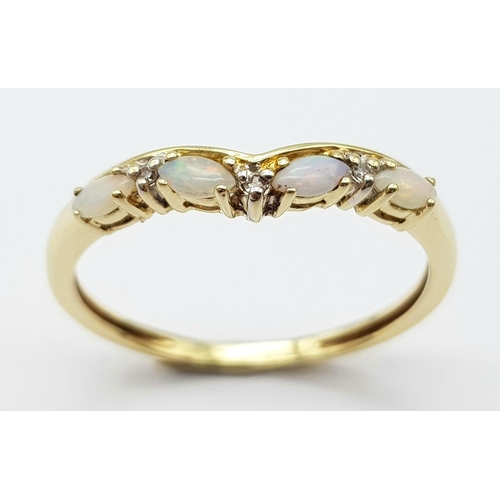 703 - A 9K (TESTED AS) YELLOW GOLD DIAMOND & OPAL RING 1.8G SIZE U.

SC 9022