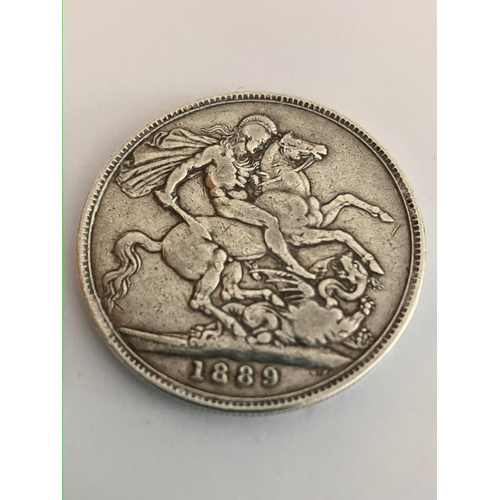 658 - 1889 SILVER CROWN in Extra Fine Condition. High grade coin with clear detail and bold definition to ... 