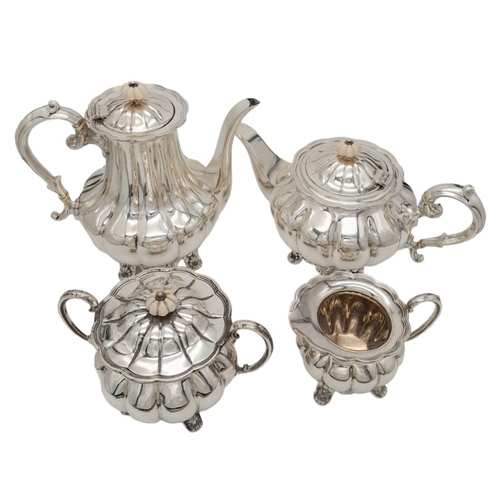 184 - A Beautiful Emile Viner Vintage Sterling Silver Four Piece Coffee and Tea set. Pumpkin form with orn... 