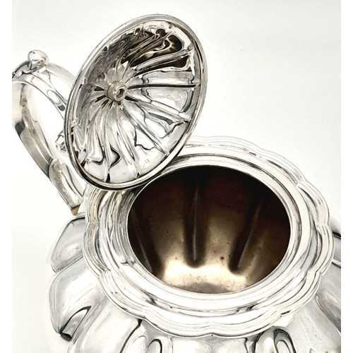 184 - A Beautiful Emile Viner Vintage Sterling Silver Four Piece Coffee and Tea set. Pumpkin form with orn... 