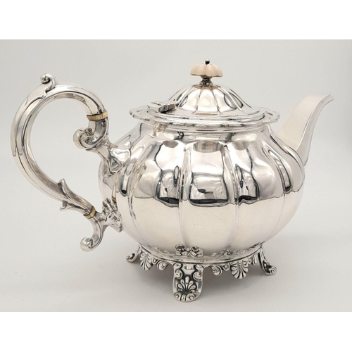 184 - A Beautiful Emile Viner Vintage Sterling Silver Four Piece Coffee and Tea set. Pumpkin form with orn... 