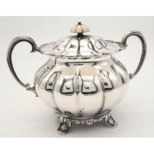 184 - A Beautiful Emile Viner Vintage Sterling Silver Four Piece Coffee and Tea set. Pumpkin form with orn... 