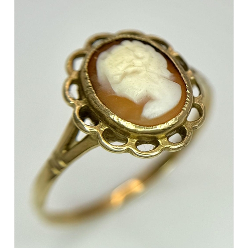 219 - A 9K ROSE GOLD CAMEO RING . 1.9gms   size T