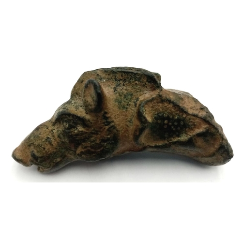 38 - An Ancient Roman Bronze Boars Head Finial. From the estate of Mr. Mendel - Former Antiques dealer of... 