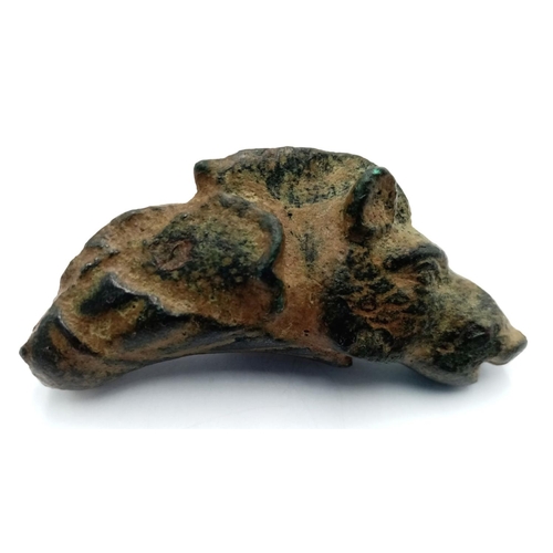 38 - An Ancient Roman Bronze Boars Head Finial. From the estate of Mr. Mendel - Former Antiques dealer of... 