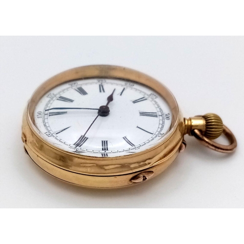 394 - A Rare Antique 18K Gold Miniature Navigator Pocket Watch. Top winder. Markings on outer dial of numb... 