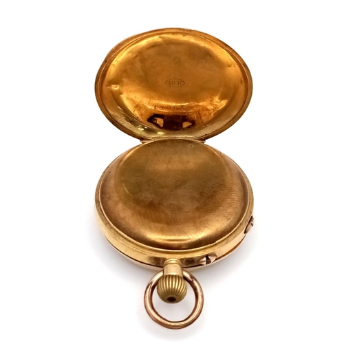 394 - A Rare Antique 18K Gold Miniature Navigator Pocket Watch. Top winder. Markings on outer dial of numb... 