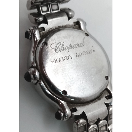 22 - A Chopard Happy Sport Diamond Ladies Watch. Stainless steel bracelet and case - 26mm. White dial wit... 