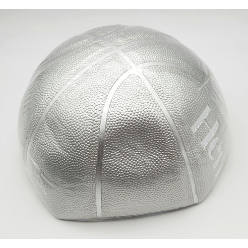 319 - A Hennessy x NBA Collaboration Silver Basketball. Comes with basketball bag.