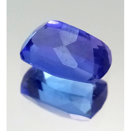 337 - A 3.81ct Natural Blue/Violet Tanzanite Gemstone. Cushion cut. Comes with an E.G.L. certificate.