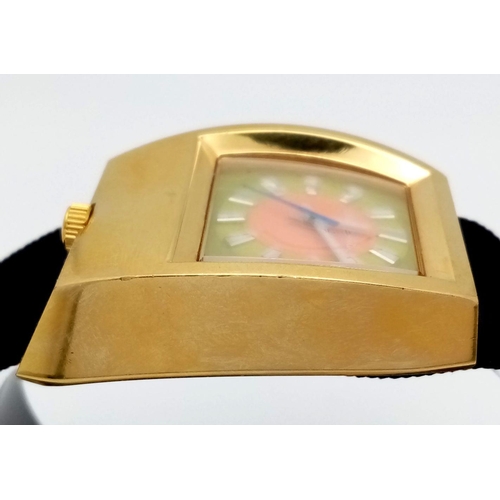 354 - A Paul Smith Designer Automatic Gents Watch. Textile strap. Gilded case -37mm. Multi colour dial. In... 