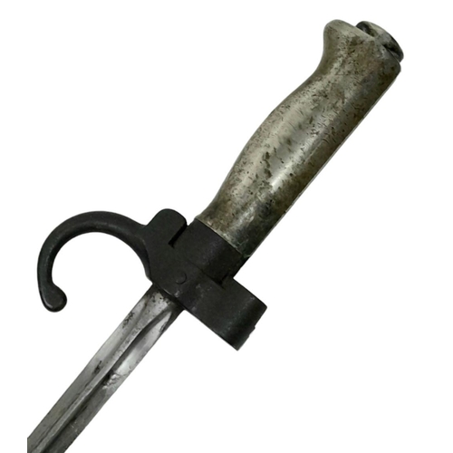 576 - A 19th Century French Four-Sided Blade Bayonet with Scabbard. 64cm Length and in Very Good Condition... 