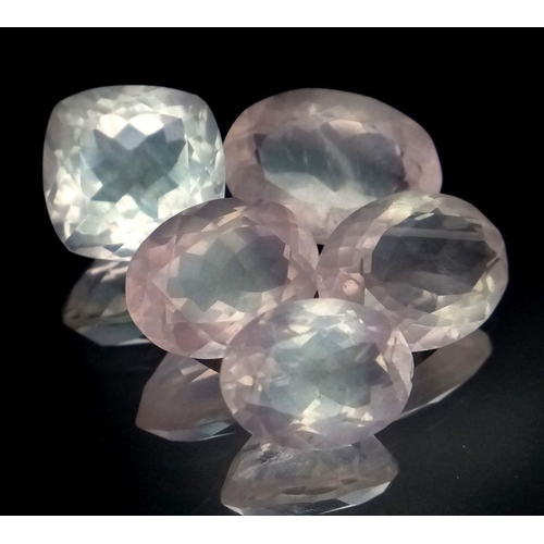 734 - A Lot of 5 Pcs of 33 Ct Faceted Rose Quartz Gemstones , Mix Shapes.

ref: VU29