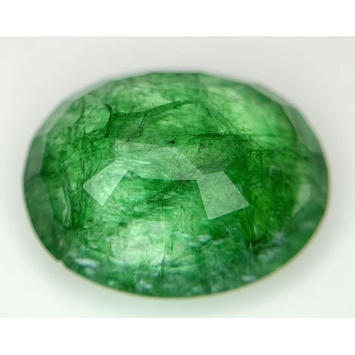 746 - A 8.25 Ct Faceted Natural Emerald, Hue Enhanced, in the Oval mix cut. Comes with the GLI Certificate... 