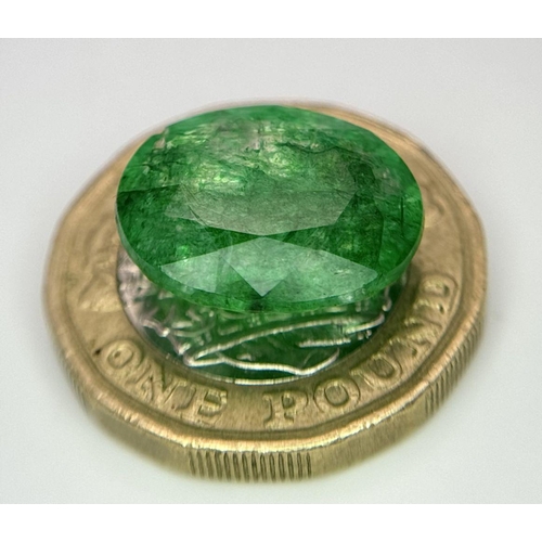 746 - A 8.25 Ct Faceted Natural Emerald, Hue Enhanced, in the Oval mix cut. Comes with the GLI Certificate... 