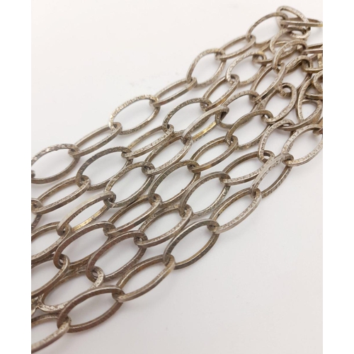 803 - A Silver Chain Link Necklace. 92cm length, 43.29g weight.