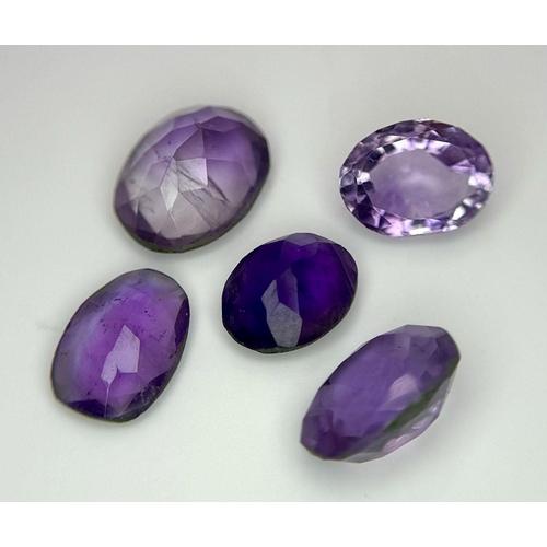 807 - A  Lot of 5 Pcs of 15 Ct Faceted Amethyst Gemstones, Oval Shapes. Total weight: 3g. ref: VU33