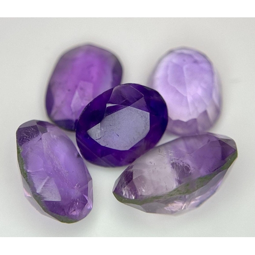 807 - A  Lot of 5 Pcs of 15 Ct Faceted Amethyst Gemstones, Oval Shapes. Total weight: 3g. ref: VU33