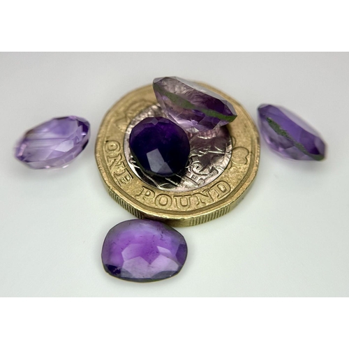 807 - A  Lot of 5 Pcs of 15 Ct Faceted Amethyst Gemstones, Oval Shapes. Total weight: 3g. ref: VU33