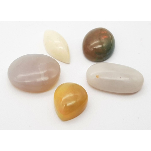 814 - A Lot of 5pcs of 18 Ct White & Brown Fire Opal Gemstones , Mix Shapes. ref: VU35