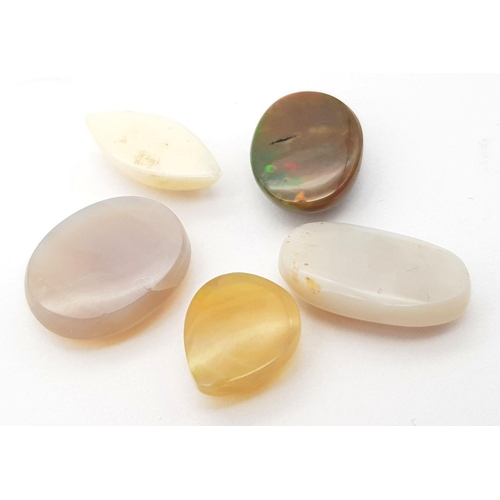 814 - A Lot of 5pcs of 18 Ct White & Brown Fire Opal Gemstones , Mix Shapes. ref: VU35