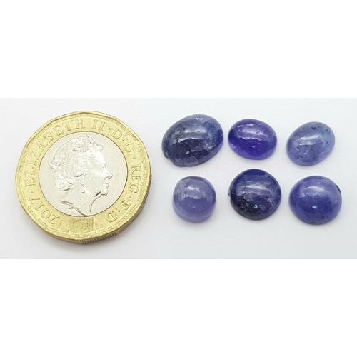 828 - A Lot of 6 pcs of 17 Ct Cabochon Tanzanite Gemstones , Mix Shapes. ref: VU34