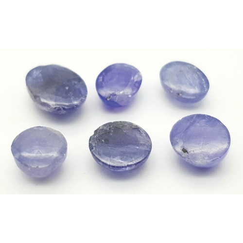 828 - A Lot of 6 pcs of 17 Ct Cabochon Tanzanite Gemstones , Mix Shapes. ref: VU34