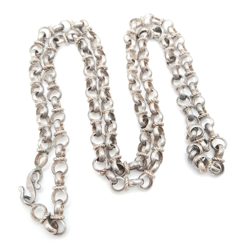 373 - A 999 Silver Interrupted Cable Chain Necklace. S hook clasp. 85cm length, 78.71g weight.