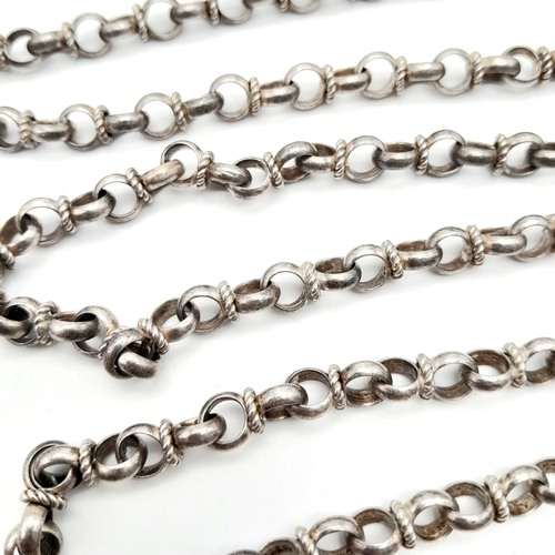 373 - A 999 Silver Interrupted Cable Chain Necklace. S hook clasp. 85cm length, 78.71g weight.