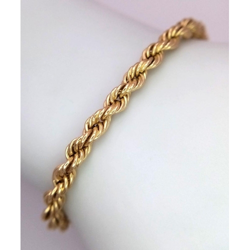 11 - A 14K Yellow Gold Rope Bracelet. 18cm. 2.6g