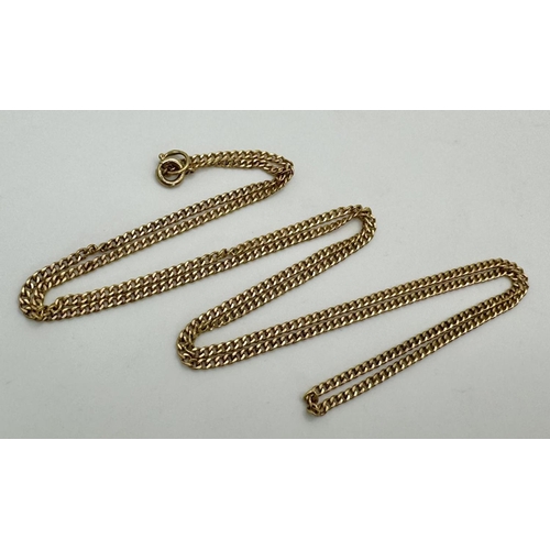 723 - A 9K Yellow Gold Petit Curb Link Necklace. 60cm. 4g