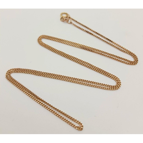 340 - A 9K Yellow Gold Petit Curb Link Necklace. 60cm. 3.2g