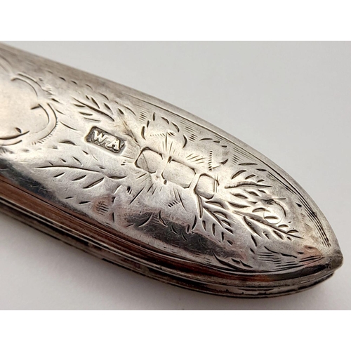 556 - An Antique Sterling Silver Fruit/Pen Knife. Hallmarks for Sheffield 1902. 11.5cm fully extended. 30g