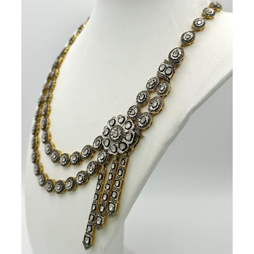 119 - A spectacular, truly regal, silver and gold antique necklace and earrings set, loaded with hundreds ... 