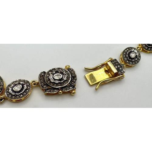 119 - A spectacular, truly regal, silver and gold antique necklace and earrings set, loaded with hundreds ... 