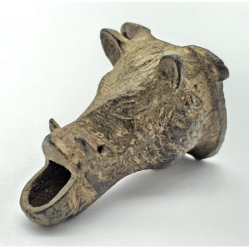 786 - An Ancient Roman Bronze Boars Head Artifact - Possibly a Drinking Spout or an Oil Lamp Spout. From t... 