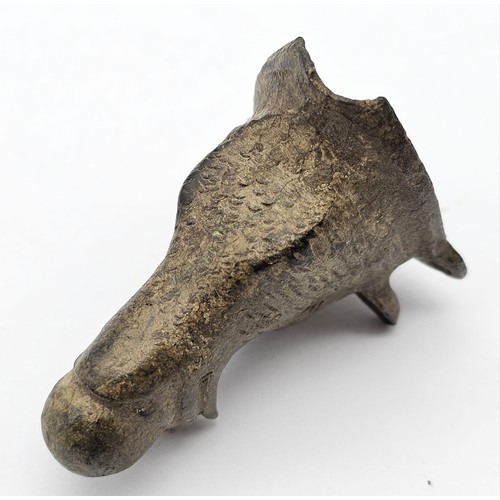 786 - An Ancient Roman Bronze Boars Head Artifact - Possibly a Drinking Spout or an Oil Lamp Spout. From t... 