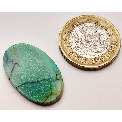 181 - A top-quality Monarch Opal, oval cut, dimensions: 26.4 x 16.3 x 3.6 mm, weight: 9.8 carats, with pre... 