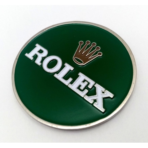 486 - A Large Rolex Branded Token. Green and White Sides. 37mm diameter. Perfect for a coin flip/